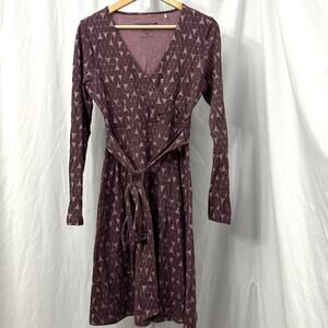 Toad&Co Dress Womens Small Cue Wrap Long Sleeve Purple Geometric V Neck